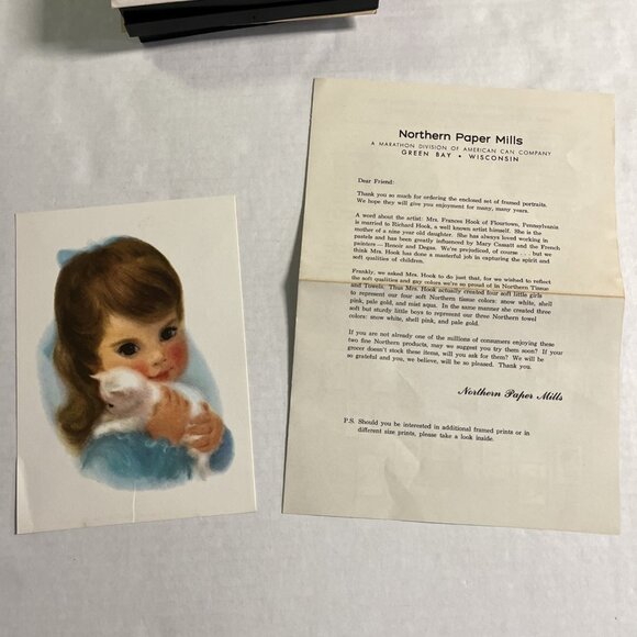 Vintage Francis Hook‎ Northern Mills Tissue Girls Original Prints 1960s 4 Framed - Picture 10 of 13